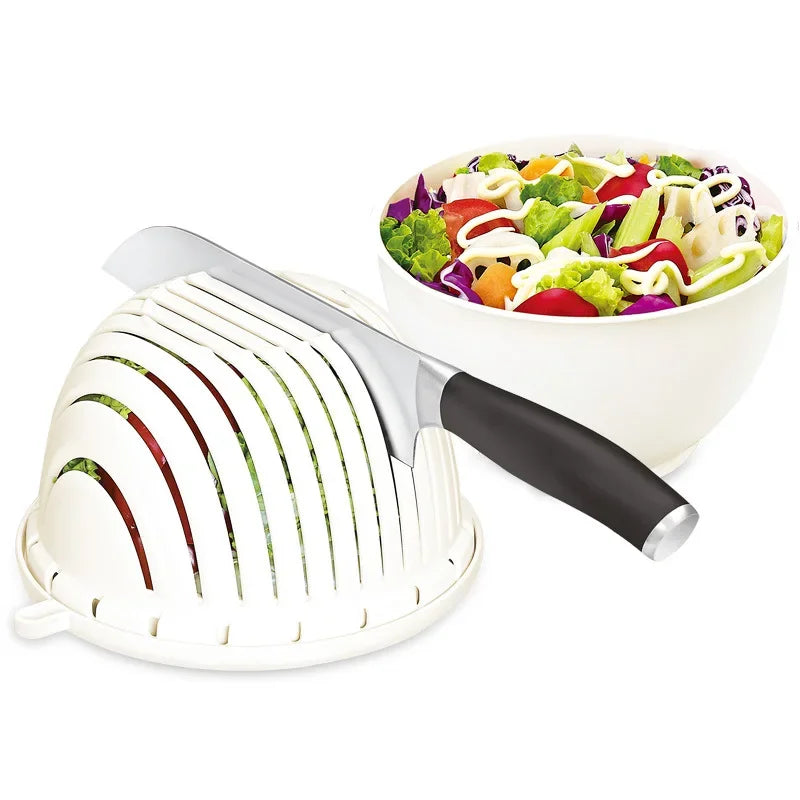 Salad Cutter Cutting Bowl Cutting Vegetable Slices Cutting Fruit Salad Divider Dicing Salad Cutter Artifact Home Gadgets