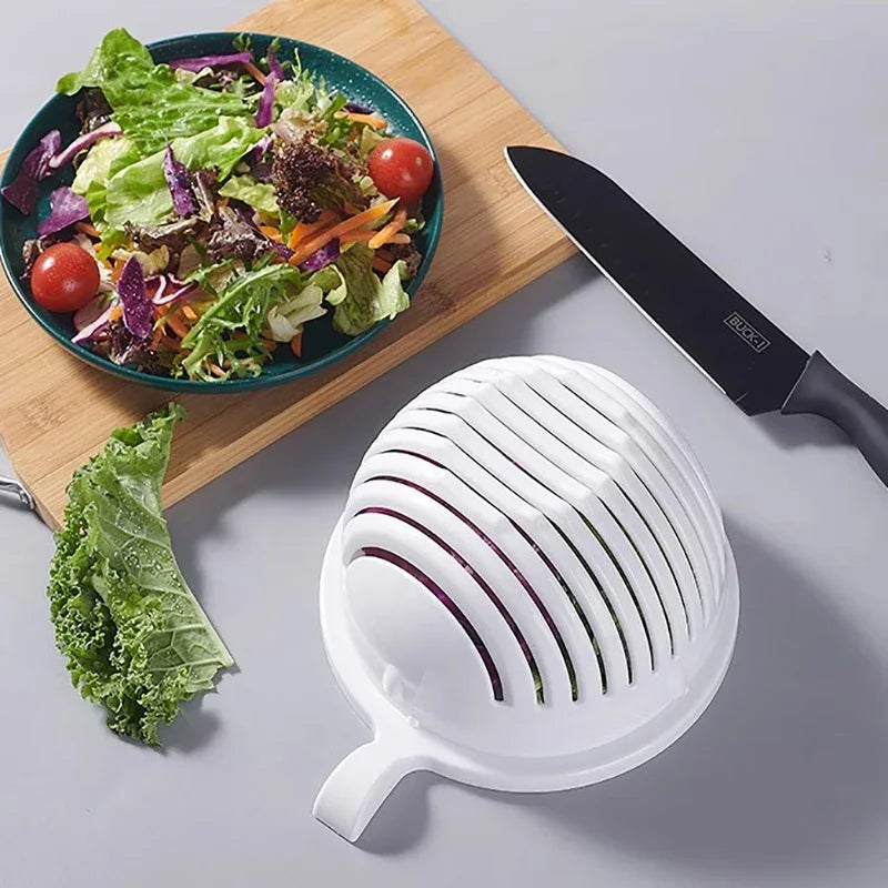 Salad Cutter Cutting Bowl Cutting Vegetable Slices Cutting Fruit Salad Divider Dicing Salad Cutter Artifact Home Gadgets