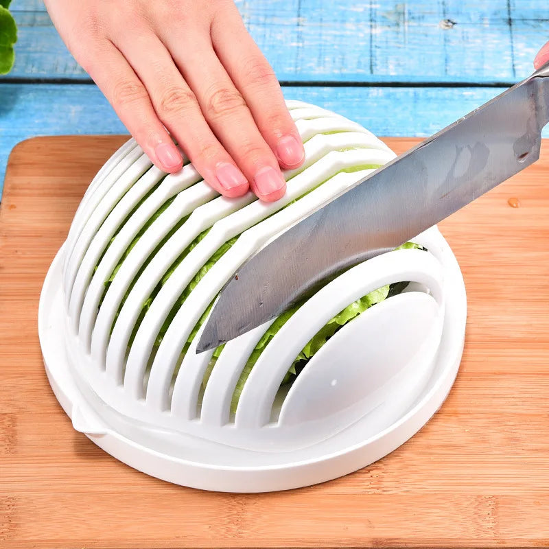 Salad Cutter Cutting Bowl Cutting Vegetable Slices Cutting Fruit Salad Divider Dicing Salad Cutter Artifact Home Gadgets