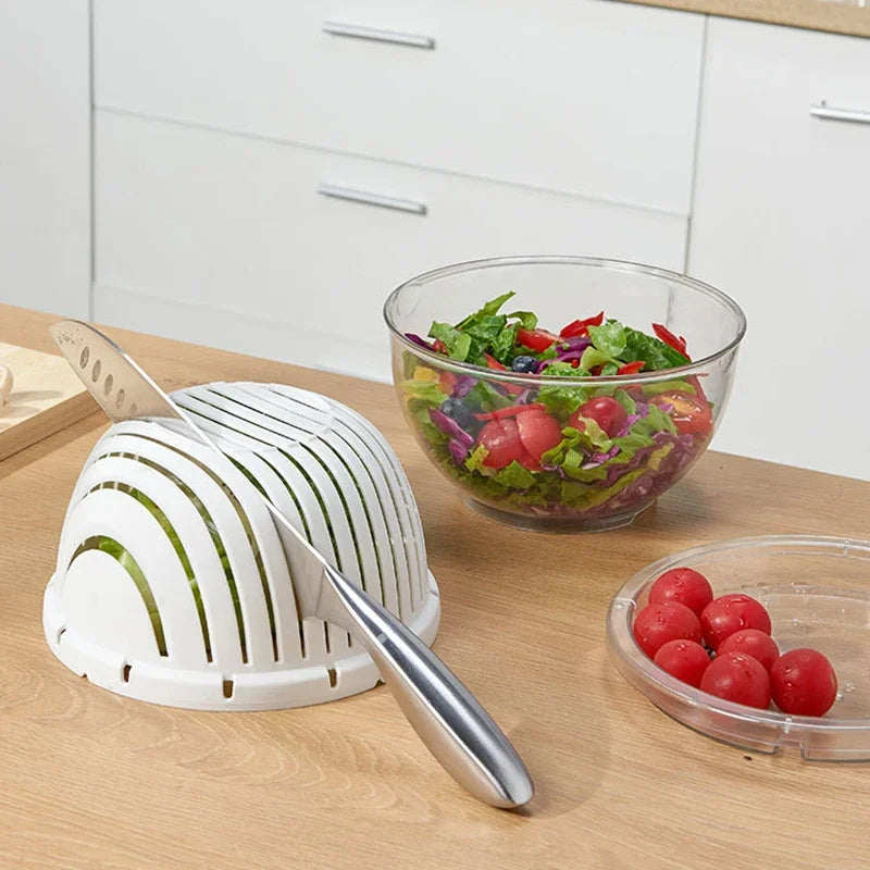 Salad Cutter Cutting Bowl Cutting Vegetable Slices Cutting Fruit Salad Divider Dicing Salad Cutter Artifact Home Gadgets