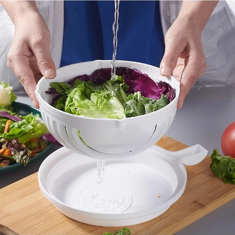 Salad Cutter Cutting Bowl Cutting Vegetable Slices Cutting Fruit Salad Divider Dicing Salad Cutter Artifact Home Gadgets